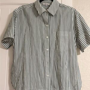 Madewell Women's Gray and White Striped Blouse